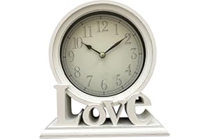 PERFK Orologio da tavolo rustico Orologi da mensola Love Decorativi Orologi da tavolo Orologi Mensola per comodino, Decori, Agriturismo, Bianco