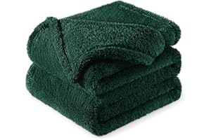 Exclusivo Mezcla Manta Polar Suave para Sofá, Manta de Felpa de Terciopelo Supersuave para la Cama, Calentito y Cálido para Todas Las Estaciones, 130x150 CM, Verde Bosque