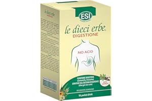 ESI - Le Dieci Erbe No Acid, Integratore Alimentare con Aloe Vera Gel, a Base di Estratti di Camomilla e Liquirizia, Favorisce la Digestione, Senza Glutine, 16 Pocket Drink