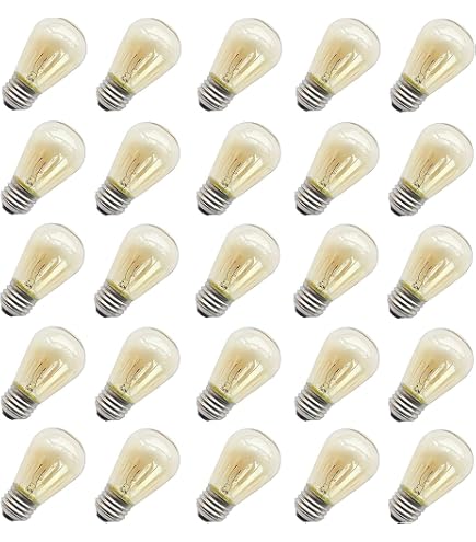 11-Watt S14 Clear Incandescent Light Bulbs - 20 Pack, 2700K Warm White, Dimmable, E26 Base For String Lights