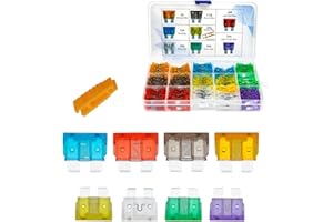 OuYi 150 fusibles estándar 3A 5A 7.5A 10A 15A 20A 25A 30A 35A 40A + 1 Clip para coche, barco, caravana, motocicleta, camión, yate, moto de nieve, carrito de Golf