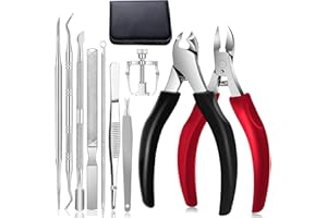 BFYLIN Fußnagel Nagelschere set,Fußnagelzange,Nagelzange,10 Stücke Edelstahl Fußnagel Knipser mit Doppelseite Nagelfeile,Reparieren für Dicke und Eingewachsene Fußnäge