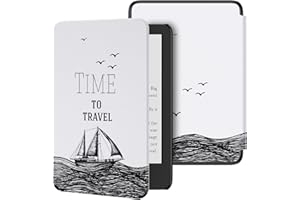 Ayotu Estuche para 6" Kindle 11.ª generación 2024/2022 (Modelo: RS23CV/C2V2L3) - Funda de Cuero PU Colorida con Encendido/Apagado automático, El Tiempo de Viajar