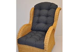 Rattani Premium Qualität - Polster / Kissen / Ersatzpolster für Rattan Ohrensessel / Rattansessel , Colore Antracite (anthrazit), Schwarz