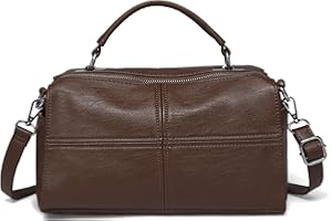 VASCHY Bolso Bandolera Mujer, Bolsa de Asa Superior Cuero Vegano Bolsos Mano Mujer Medio Bolso de Hombro para Escolares Trabajo Marrón