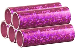 PartyMarty Pinke Metallic Luftschlangen im 5er Sparpack - 5 Rollen mit je 18 holografisch-glitzernden Luftschlangen - für Karneval, Fasching, Geburtstag, Silvester, Dekoration Rosa GmbH® EU Ware