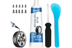 GUBUYI Colle Pneu Voiture,Colle Reparation Pneu,Reparation Pneu Voiture,Colle pour Caoutchouc Pneu,Réparez les Fissures,Trous et le Pelage des Pneus de Voiture,Vélo,Moto,Avec 10 Clous Réparation Pneus