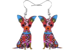 Bonsny Acrylic Drop Chihuahuas Dog Pets Earrings Funny Design Lovely Gift For Girl Women Fashion Jewelry