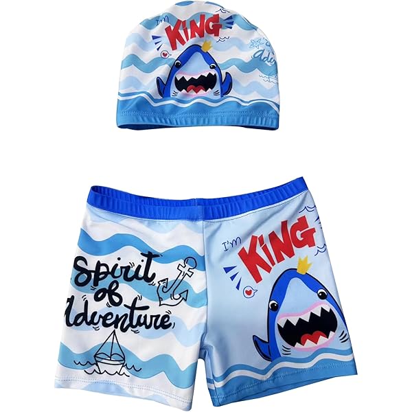 Costume Da Bagno Bambino 2 Pezzi - Pantaloncini E Cuffia Con Motivi Cartoni - Foto 8