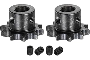 QUARKZMAN 2 Stück ISO/DIN 06B-1 Rollenkettenrad B-Typ 10 mm Bohrung, 3/8" Teilung, A3-Stahl Einzelstrang Rollenkettenrad gehärtet 10 Zähne