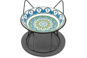 Avmvnvc Comedero Gato Elevado - Comedero Perro con Marco Metálico -Cuenco Gato Ceramica con Alfombrilla Antideslizante - Comederos y Bebederos para Gatos y Perros Pequeño