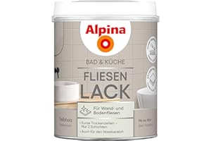 Alpina Bad & Küche Fliesen-Lack Treibholz – seidenmatter Fliesenlack für Wandfliesen im Innenbereich, feuchtraumgeeignet & streichfertig, ideal für Badezimmer, Küche & WC – 0,75 L