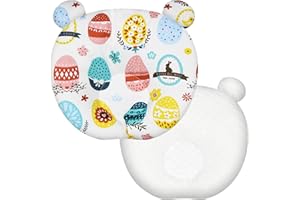 FORYEE Baby Pillow 9.64X8.74 Bear Shape Children's Pillow Breathable Soft Pillow Pattern Cute Baby Portable Car Headrest Travel Pillow, Suitable for Newborn (Easter Egg)