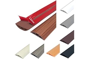 IGTOPS Protector de Cable de Suelo Flexible y Cortable - PVC Autoadhesivo, Cubierta para Cables, Evita Tropiezos, 1 m, Grano de Madera