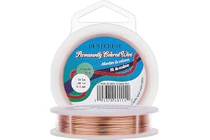 BENECREAT 0.5mm Real Gold Plated Jewellery Making Copper Wire, 30m Tarnish Resistant Wire Beading Craft Wire for Jewelry Making Supplies and Crafting, Copper Color