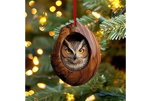 Changtai Weihnachten Acryl Tier Dekor Weihnachtsbaumschmuck 2D Anhänger Eule Waschbär Weihnachtsbaum Anhänger Weihnachtsdeko Saisonale Dekoration für Wohnzimmer Schlafzimmer