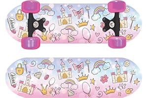 OzBozz PRINCESSES SKATEBOARD WITH FLASHING WHEELS - 17 INCH DECK - Beautiful Princess Graphics - Wheels Light Up When Moving, Assorted Designs and Colours