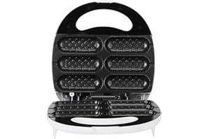 BHDK Waffel Corn Dog Maker,6 agujeros 850W Calefacción de doble cara eléctrica Hot Dog Maker, Hot Dog Maker Máquina para perros de maíz para el hogar/desayuno/salchichas/pan, blanco