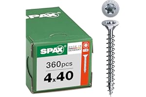 SPAX Vis universelle 4 x 40 mm, 360 pièces - Vis à bois, filetage total, tête fraisée, T-STAR Plus T20, pointe 4CUT, revêtement WIROX - 8000000277153