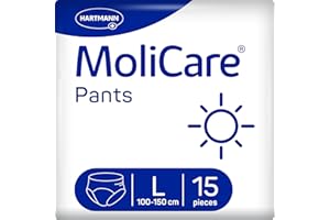 ‎MOLICARE MoliCare® Pants Day - Inkontinenzhosen bei mittlerer Blasenschwäche am Tag für Frauen und Männer | zuverlässig & diskret | Größe L (100-150cm Hüftumfang), 15 Stück