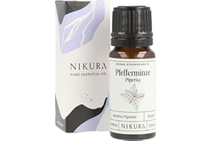 ‎NIKURA Nikura Pfefferminzöl Piperita - 10ml | Ätherisches Öl | 100% reines natürliches | Minzöl für diffuser| Perfekt für Aromatherapie, Duftlampe, Ölbrenner | Kopfschmerzen | Mäusevertreiber