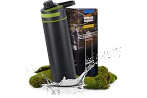 Flintronic Bottiglia d'Acqua Filtro, 800ML Bottiglia d'Acqua all'Aperto con Filtro, Depuratore d'Acqua Portatile, Borraccia Filtrante con Filtro, Filtro Acqua Potabile Sopravvivenza Viaggio Campeggio