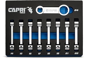 Capri Tools 1/5.1 cm Antrieb Drehmoment Adapter Set 12-kant Kastenende 14 auf 24 mm metrisch 9-teilig mit Mechanikerablage