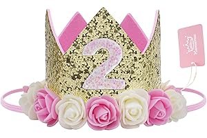 Haomaomao Baby Crown Princess Gold Crowns Tiara Crystal Hat Girls First Birthday Gift