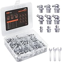 KAPSING 180 Pezzi Cappucci Ingrassatore Assortimento di Ingrassatori M6 M8 M10 Tappi Ingrassatori Corrispondenti Tappo Ingrassatore Compatibile con la Maggior Parte delle Auto Moto