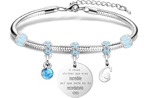 COAGURMES Regalo de pulsera de inspiración,recordatorio plateado de 26 letras pulsera colgante A - Z pulsera hija madre hermana amiga cumpleaños navidad graduación