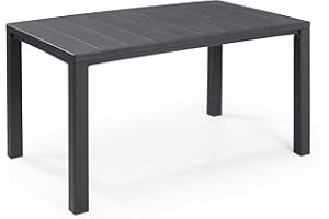 Keter Tavolo da Esterno Julie, Tavolo da Giardino Adatto per 6 Persone, Grafite, 147 x 90 x 74.5 cm