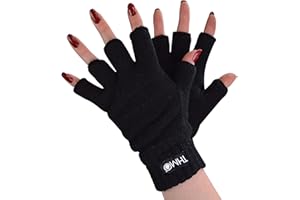 THMO Ladies Thermal Fingerless Gloves Winter Fleece Lined Soft Thinsulate Gloves for Women