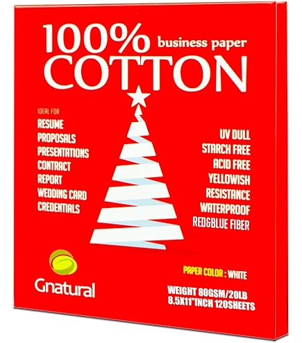 75% Katoen 25% Linnen Papier, 85gsm Inkjet Printing Paper, 8.5x11 Wit Kleur CV-papier, 100 Vellen Worden Niet Nat Katoen Papier B07DQN1G3H