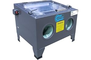 SwitZer Sandblaster Cabinet for Glass Beads, Silica Sand, Alum Oxide, 100 PSI Maximum Shot Blaster Sandblastering with LED Light