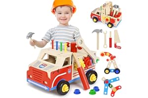 Ophy Cassetta Attrezzi Bambini Giochi in Legno - 45 Pezzi Attrezzi Giocattolo Bambini Giochi Bambini con Ruote Giochi Montessori Giochi Legno Giochi Educativi Regalo Bambina Bimbo 3 4 5 6 Anni