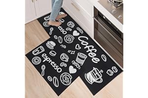 SUKUTU Kitchen Rugs Runner Set of 2 Anti Fatigue Waterproof Graffiti PatternKitchen Floor Mat for Home Decoration Office Kitchen Rug Set Comfort Standing Mats