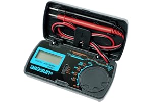 allsun Multimètre numérique à portée Manuelle Mini multimètre numérique Pliable à 6 Fonctions 3-1 DMM de Poche à 2 Chiffres Voltmètre DC/AC Ampèremètre DC Ohm Test de diode de continuité