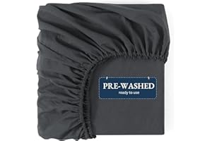 CASA PLATINO Fitted Sheet Double, Charcoal - Pre-Washed, Deep Pocket 14 inch (35 cm) - Easy Care - Soft Brushed Microfibre Fabric - Shrinkage and Fade Resistant - Bottom Sheet