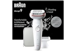Braun Silk-épil 9 Depilatore Donna, Epilatore Elettrico con Testina Flessibile per Una Epilazione Semplice, Wet & Dry, Pelle Liscia a Lungo, 9-030, Bianco/Rosa