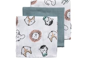 Meyco Hydrophilic Burp Cloths - Set om 3-30x30cm - Djur/Uni - Stengrön