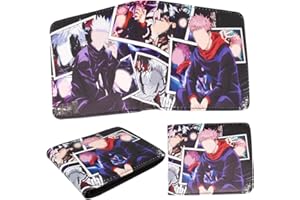 Babioms Monedero de anime Jujutsu para niños, bolso delgado para regalo de cumpleaños, bolsas de fiesta para niños, compartimento para billetes y monedero, morado, De moda