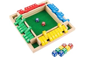 ACTOYS Shut The Box, Juego de Mesa, Cierra la Caja Juego con 2 Dados, Shut The Box Board Game para 4 Jugadores, Juego de Mesa Clásico, Juego de Matemáticas para Niños y Adultos-C