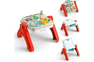 Fisher-Price Jouet d’éveil Musical Table d’activités et Chevalet 4 en 1 Rires et éveil à partir de 6 Mois, Version multilingue, JGW87