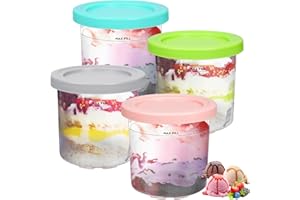 GINOYA Ice Cream Tubs for Ninja NC300UK NC300UKCP, Containers with Lids, 4pcs Ice Cream Pint Accessories Compatible with Ninja Ice Cream Maker NC300UK NC300UKCP(Not Suitable for Deluxe NC501)