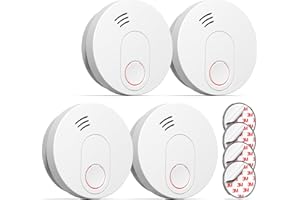 Andyssey GS526 Rauchmelder 10 Jahre mit Magnethalterung, Zertifiziert DIN EN14604, Rauchwarnmelder mit Fotoelektrischem Sensor, 85 dB Alarmlautstärke, 4 Stück