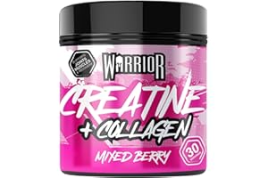 Warrior Creatine Monohydrate Powder + Hydrolysed Collagen Peptides 270g (30 Servings) – Micronised Creatine and Collagen Supplement for Muscle, Hair, Skin, Nails & Joints for Women – Mixed Berry