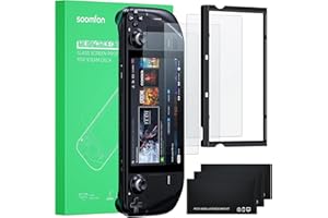 SOOMFON Verre Trempé Mat pour Steam Deck [3 Pièces] Protection d'écran Anti-reflet Anti-glare avec Cadre de Guidage, Installation facile, Haute définition, Dureté 9H, Compatible avec Steam Deck