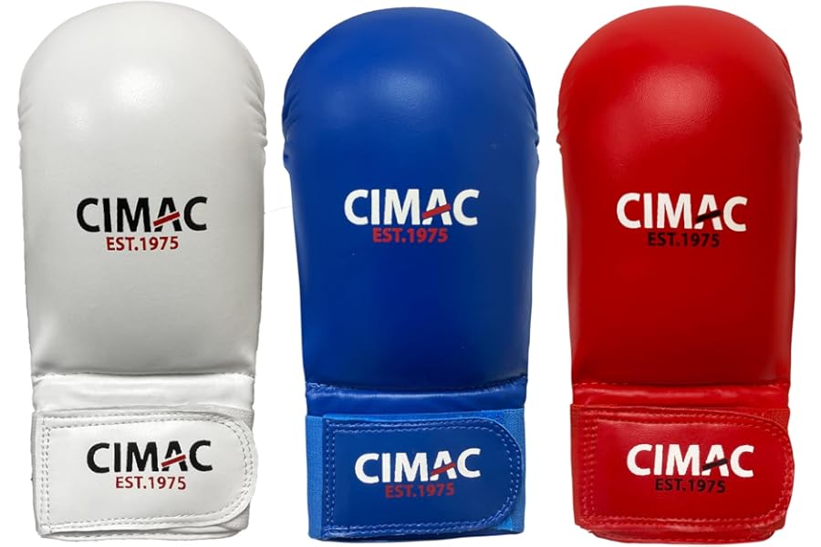 CIMAC Competition Karate Mitts with Thumb - Child, Red - Protects Your Hands During Training and Sparring, Lightweight & Durable, with Injection-Moulded Foam Padding