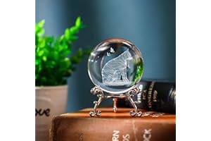 ZEERSHEE 60mm Cat Crystal Ball with Stand 2.3inch 3D Laser Engraved Cat with Butterfly Glass Paperweights Decorative Balls Cat Memorial Gifts for Cat Lovers Women Kids
