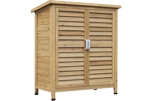 Outsunny Armoire de Jardin abri Jardin Remise pour Outils sur Pied dim. 87L x 46l x 96H cm étagère Portes persiennes Toit bitumé Bois Sapin Autoclave Vert